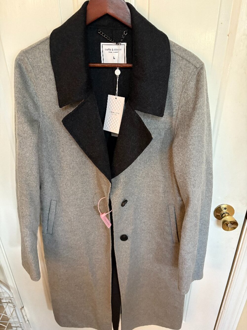 Belle & Bloom Lexington Two-Tone Wool Blend Coat - Size Large (NWT)